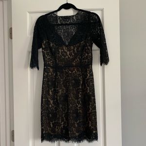 Aijek Black Lace Mini Sheath Dress